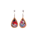 Kaleidoscope Teardrop Earrings; modern wood acrylic statement earring, quirky earrings