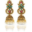 Antique Pearl Gold Plated Temple Jhumki Earring for Women