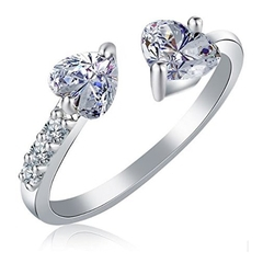 Shining Diva Fashion AAA Solitaire Heart Silver Plated Ring for Women (9853r)