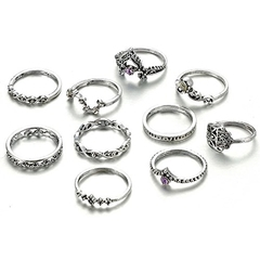 Shining Diva Fashion Oxidized Silver Ring for Women (Set of 10) (9160r)