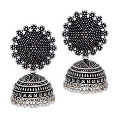 Classic Oxidised Filigree Jhumkis Earring for women - Title