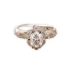 Vintage 6.5mm Round Cut F Color Moissanite Center,14K Solid White Gold,Ring for Women Engagement Ring,Anniversary Ring,Art Deco(R0640)